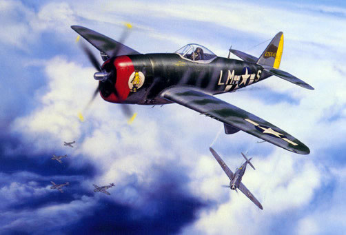 "Wolfpack Leader Downs Five" - Jerry Crandall - P-47 Thunderbolt 56th Art